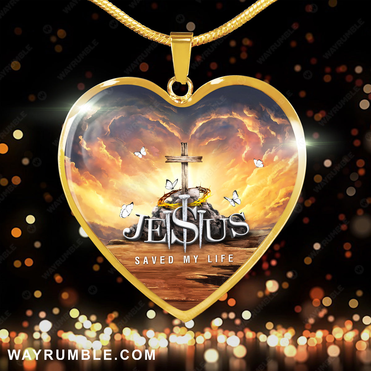 Heaven&#39;s light, The sword, Jesus saved my life - Jesus Heart Necklace