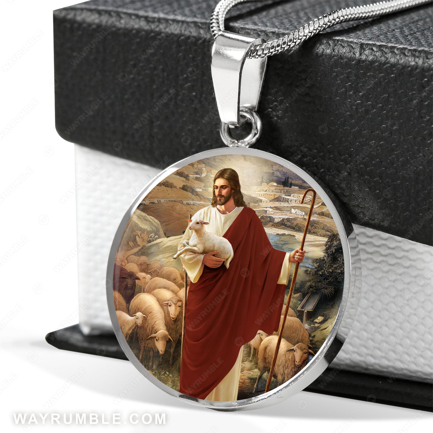 Jesus drawing, Desert painting, Lamb, Jesus symbol - Jesus Circle Necklace