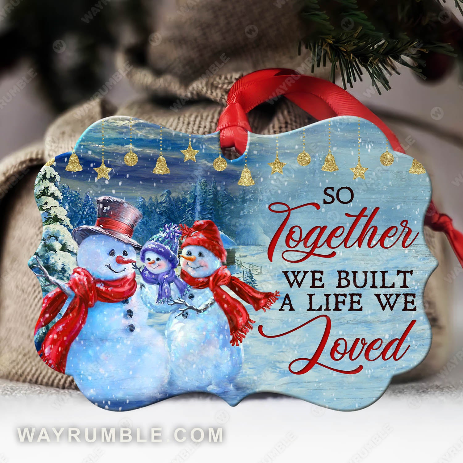 Snowman family, Christmas gift, So together we built a life we loved - Jesus Aluminum Ornament