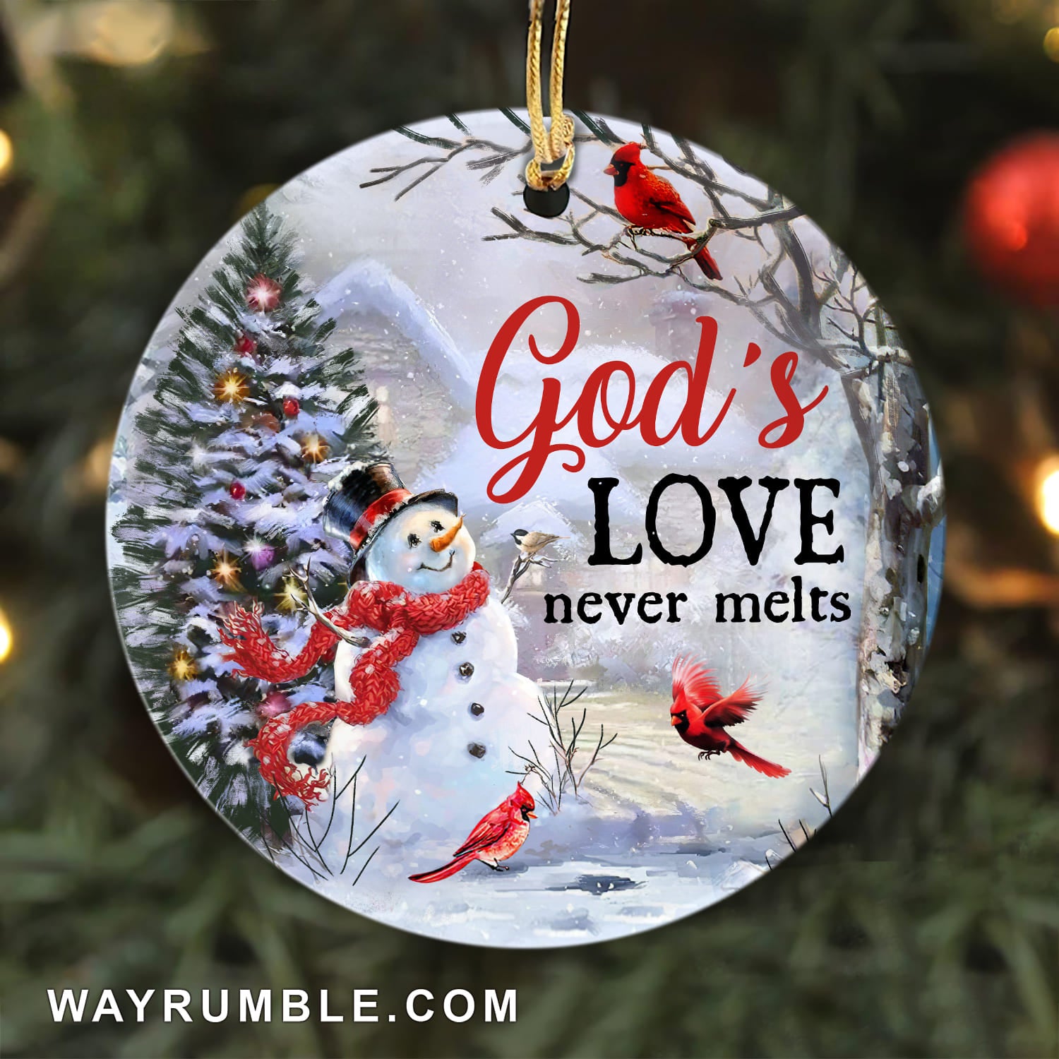 Jesus - Christmas - God's love never melts - Circle Ceramic Ornament