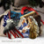 Jesus painting, Christmas night, American flag - Jesus Aluminum Ornament