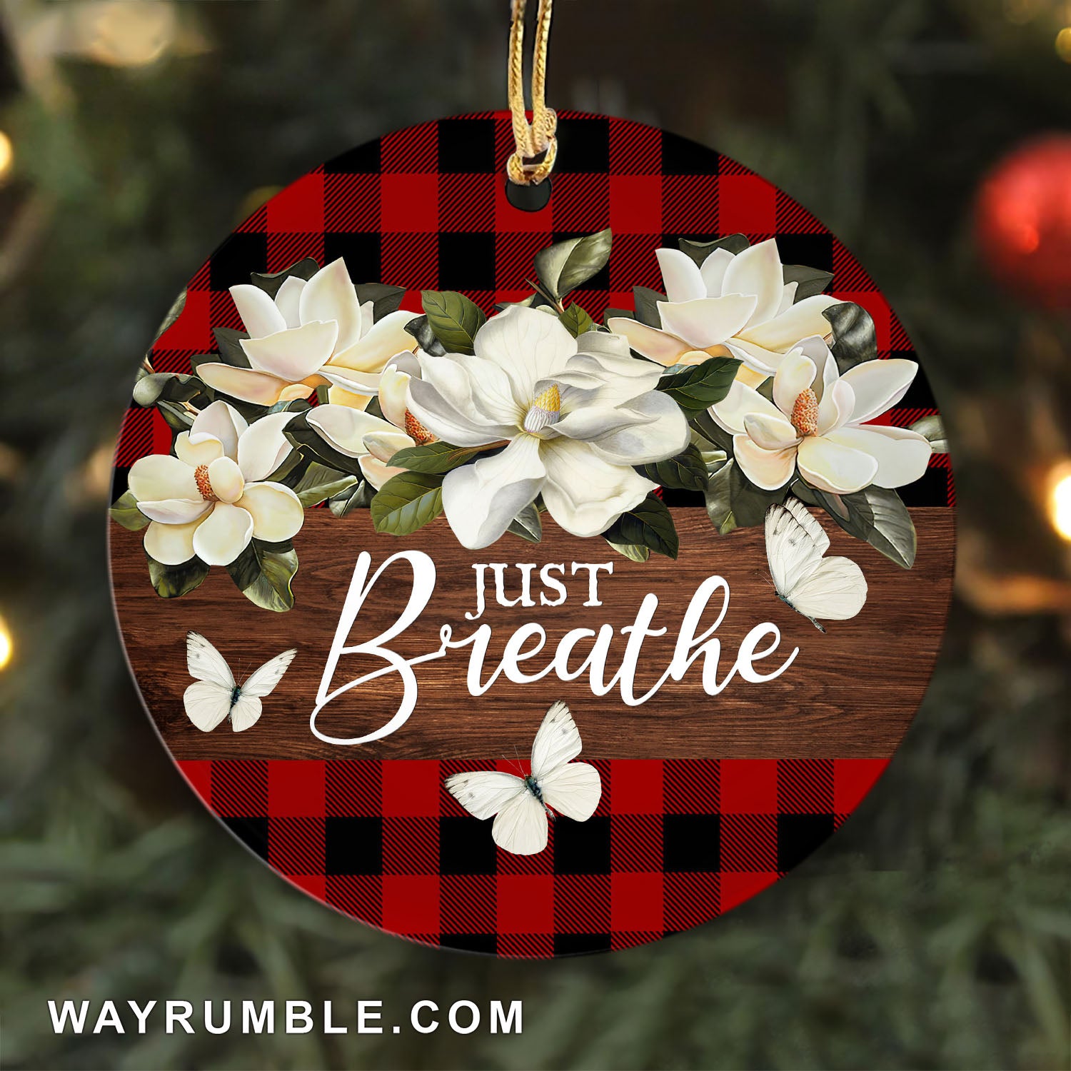 Jesus - Jasmine Flower - Just Breath - Circle Ceramic Ornament