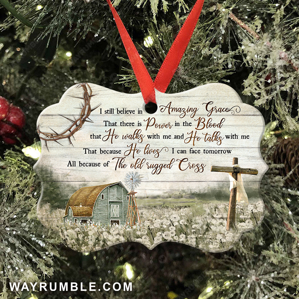 Barn painting, Flower field painting, I still believe in Amazing Grace - Jesus Aluminum Ornament