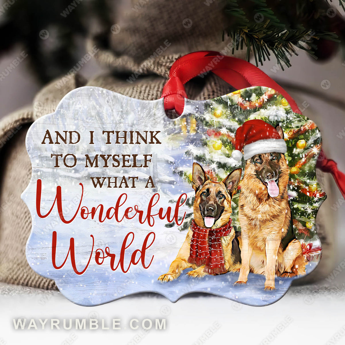 German shepherd dogs, Christmas gift, What a wonderful world - Jesus Aluminum Ornament