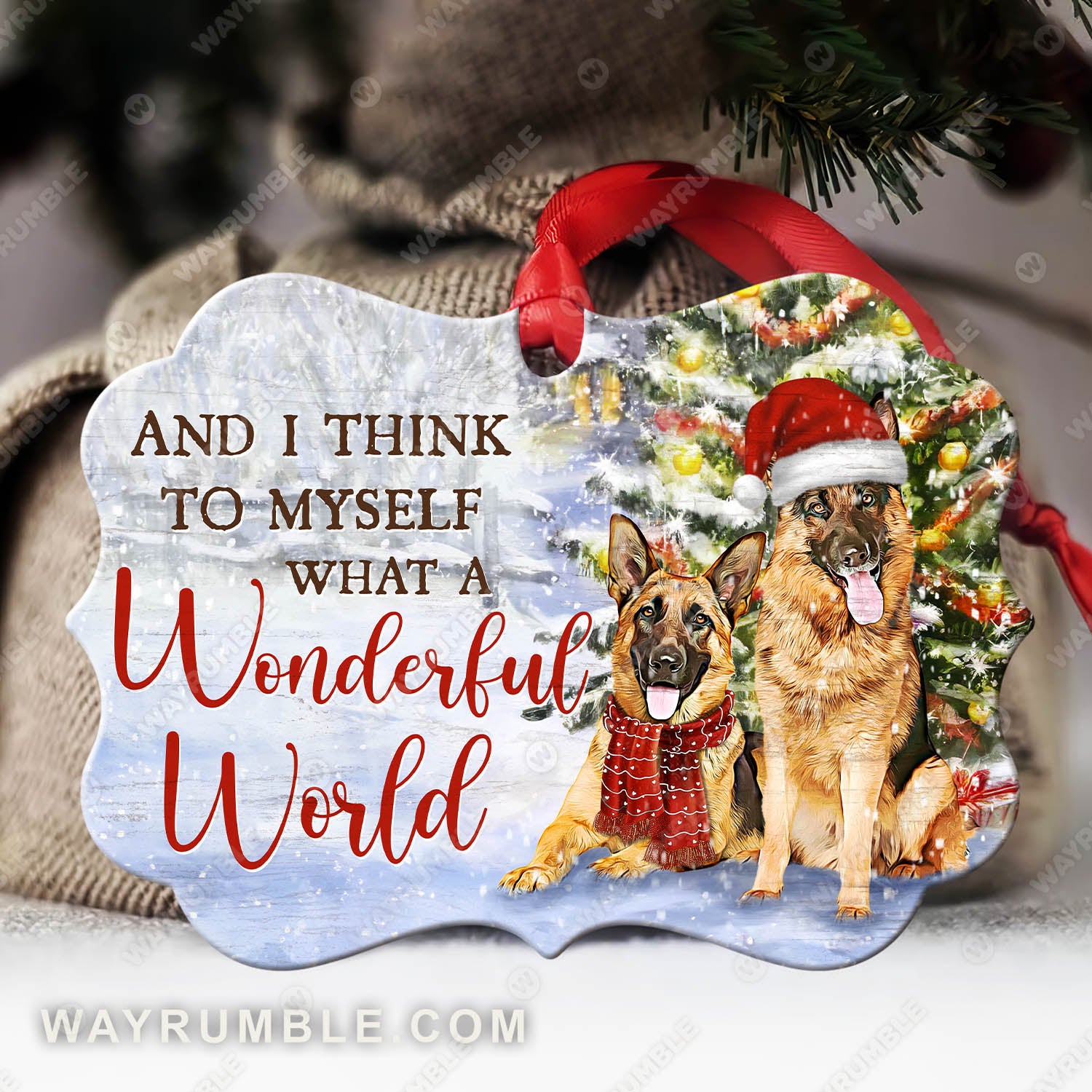 German shepherd dogs, Christmas gift, What a wonderful world - Jesus Aluminum Ornament