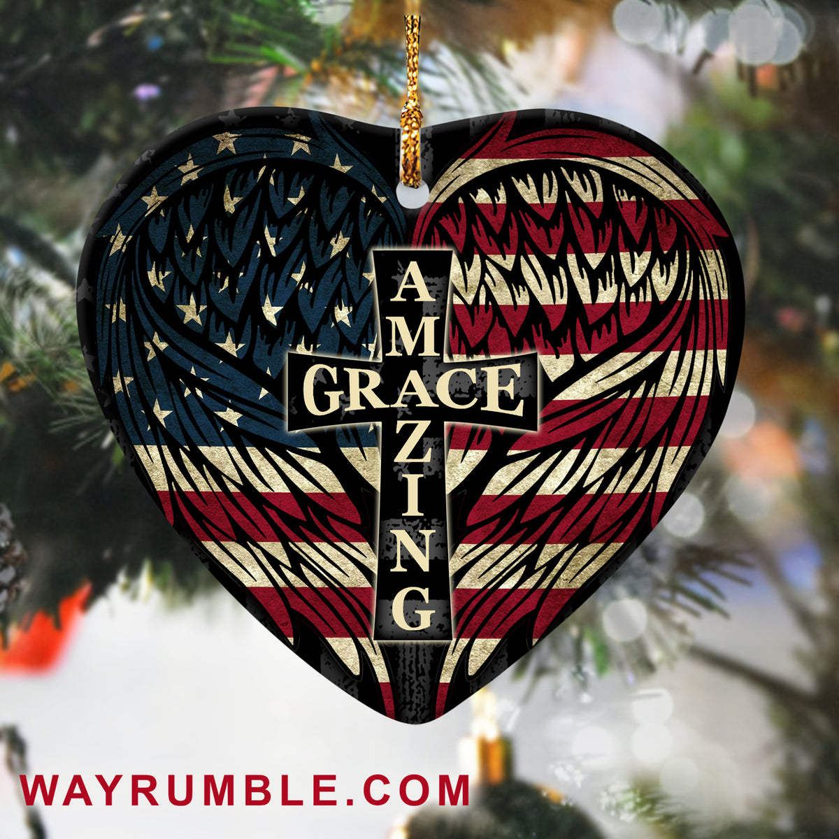 Jesus - The US wings - Amazing Grace - Heart Ceramic Ornament