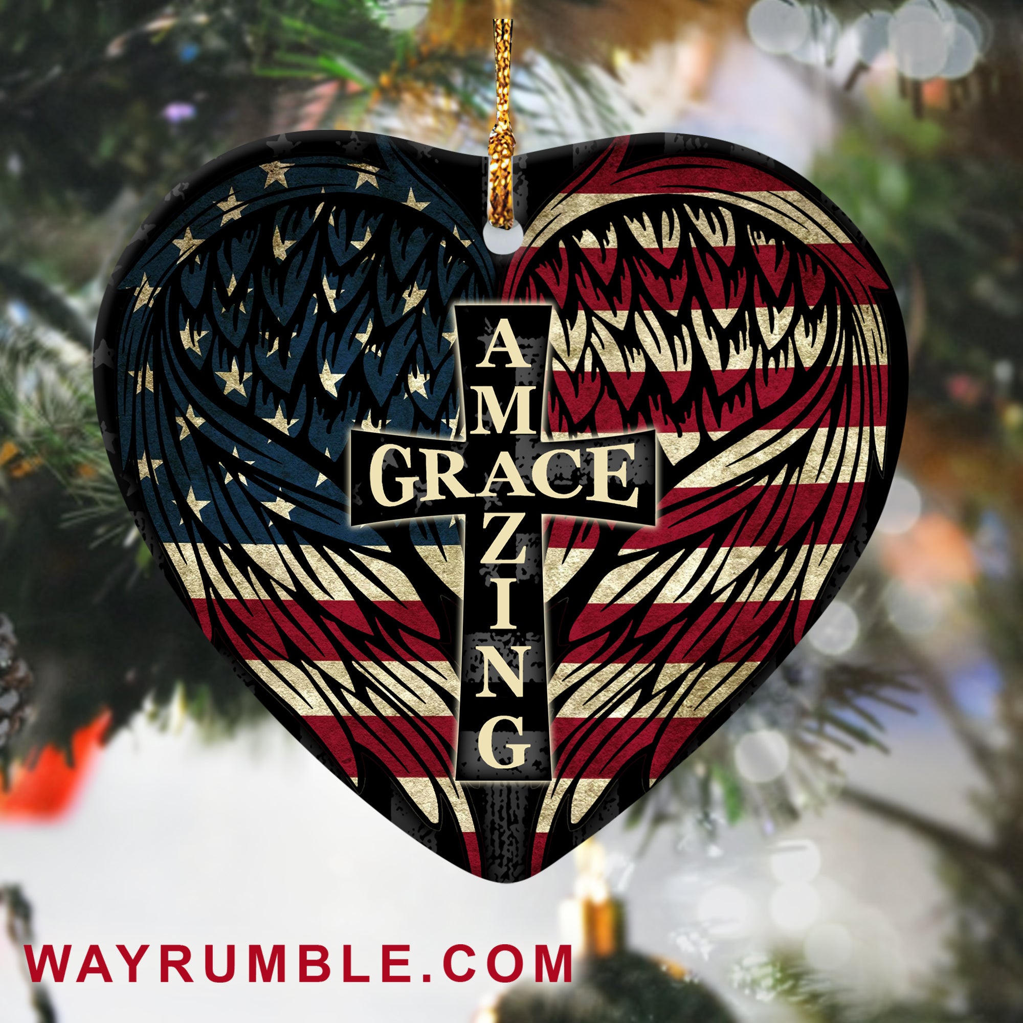 Jesus - The US wings - Amazing Grace - Heart Ceramic Ornament