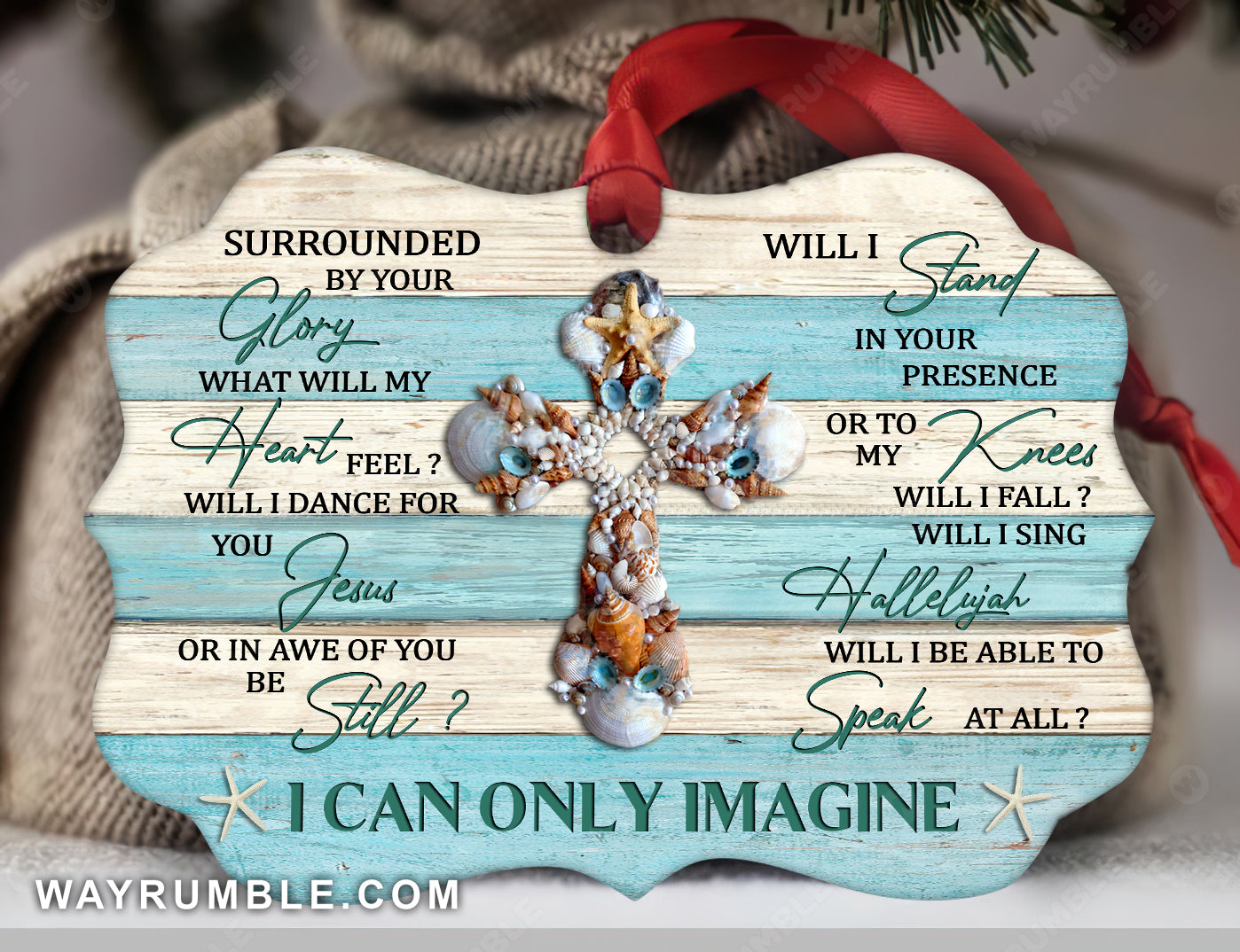 Seashell cross, I can only imagine - Jesus Aluminum Ornament