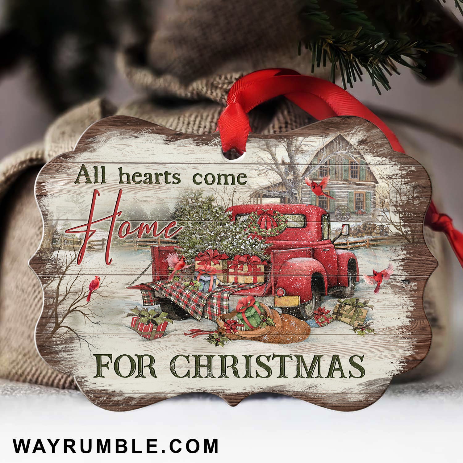 Christmas gifts, All hearts come home for Christmas - Aluminum Ornament