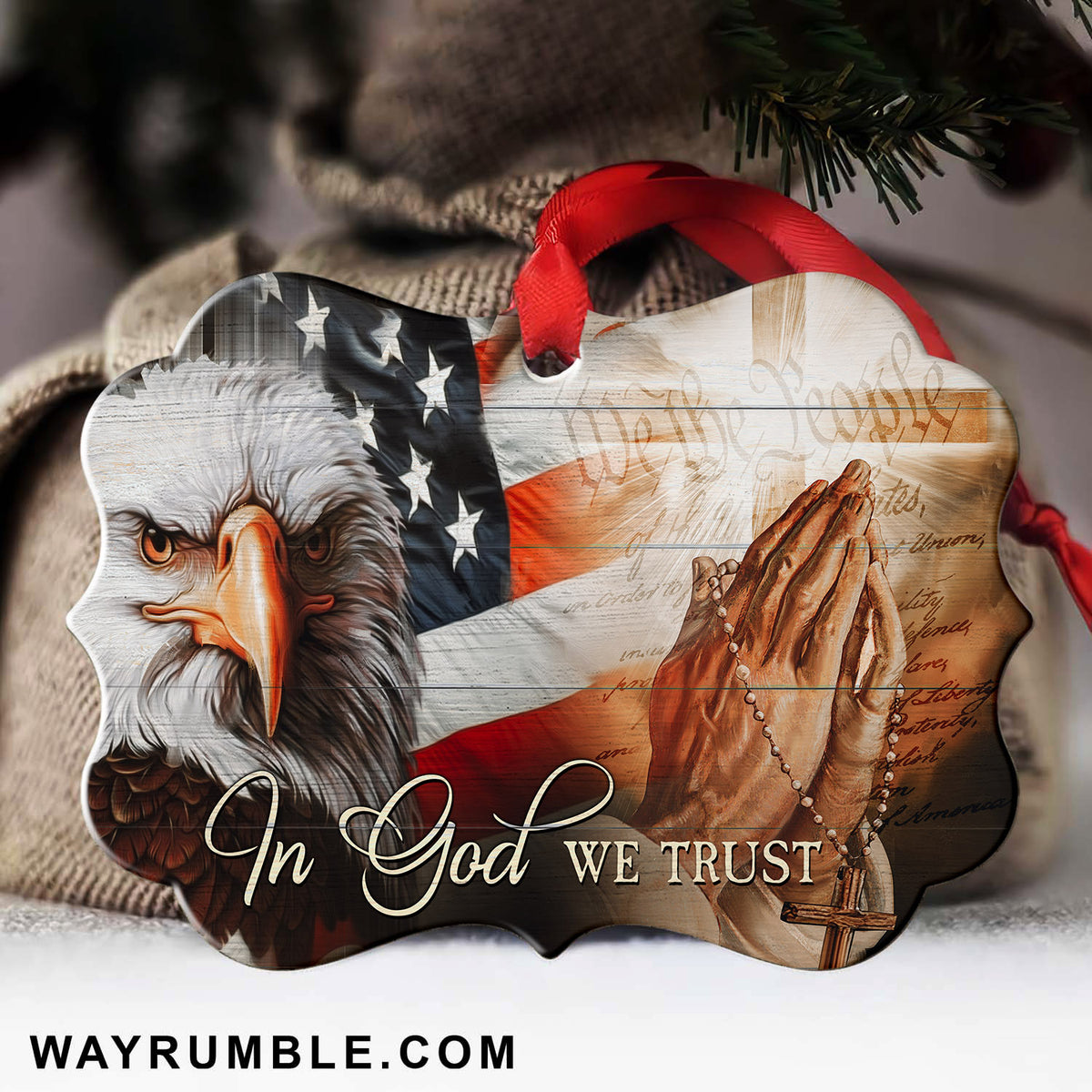 Jesus - Eagle and amazing US flag - Aluminum Ornament