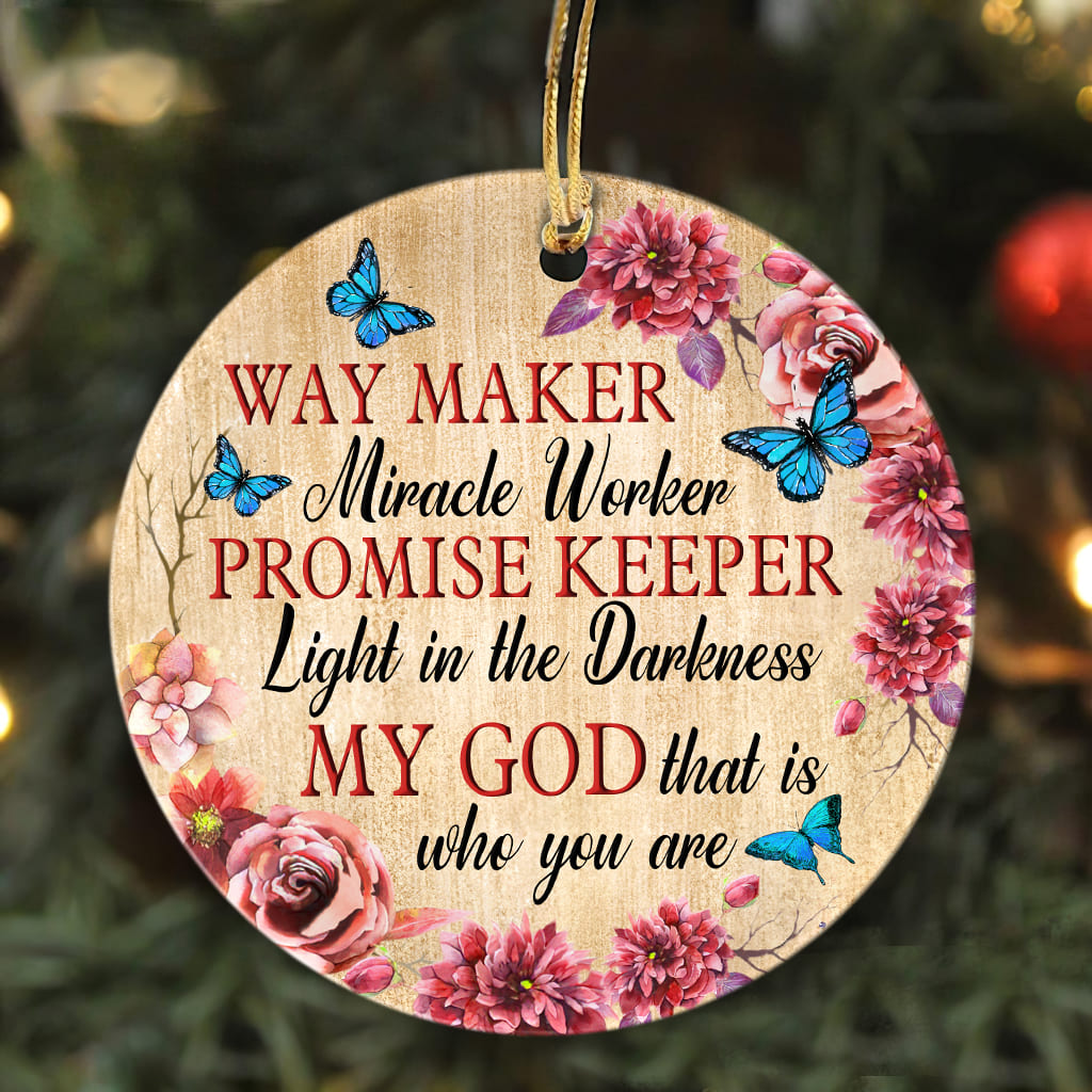 Jesus - My God is the light in the darkness - Circle Ceramic Ornament
