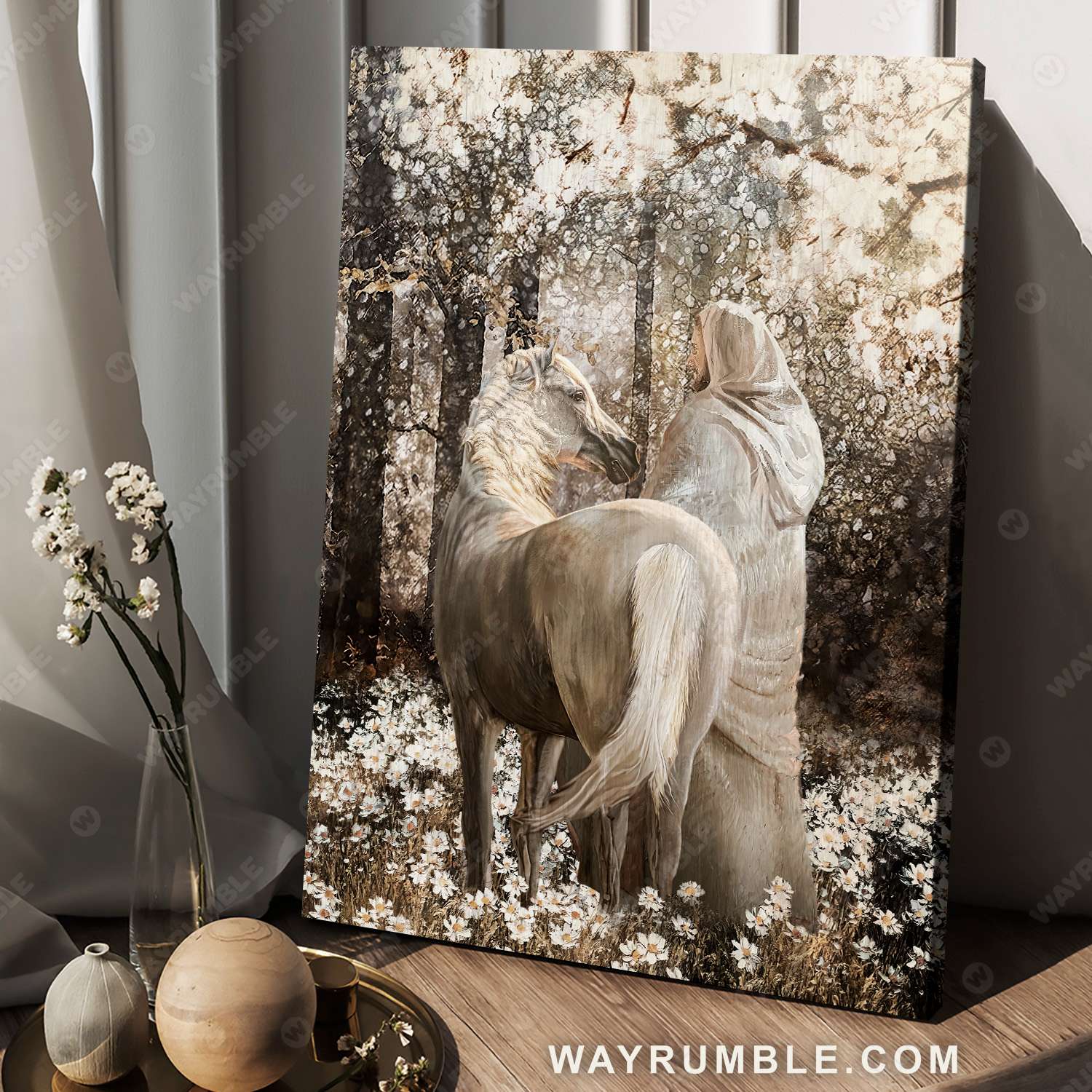Jesus painting, Horse drawing, Walking with Jesus, Into the forest - Jesus Portrait Canvas Prints, Christian Wall Art