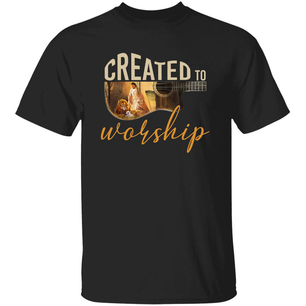 Wooden guitar, Lion king, Created to worship -  Jesus Apparel