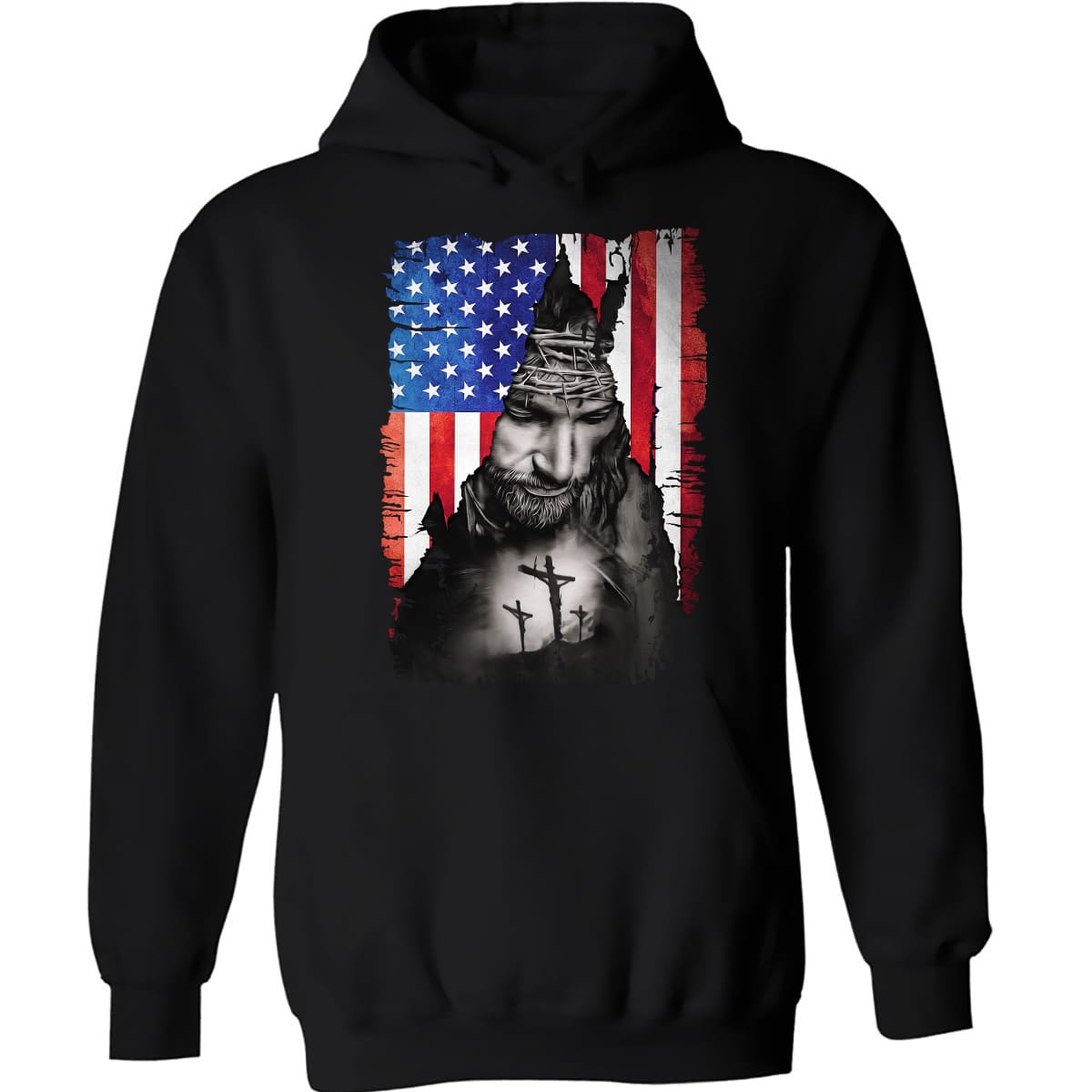 Us flag, Jesus saved us - Jesus Black Apparel