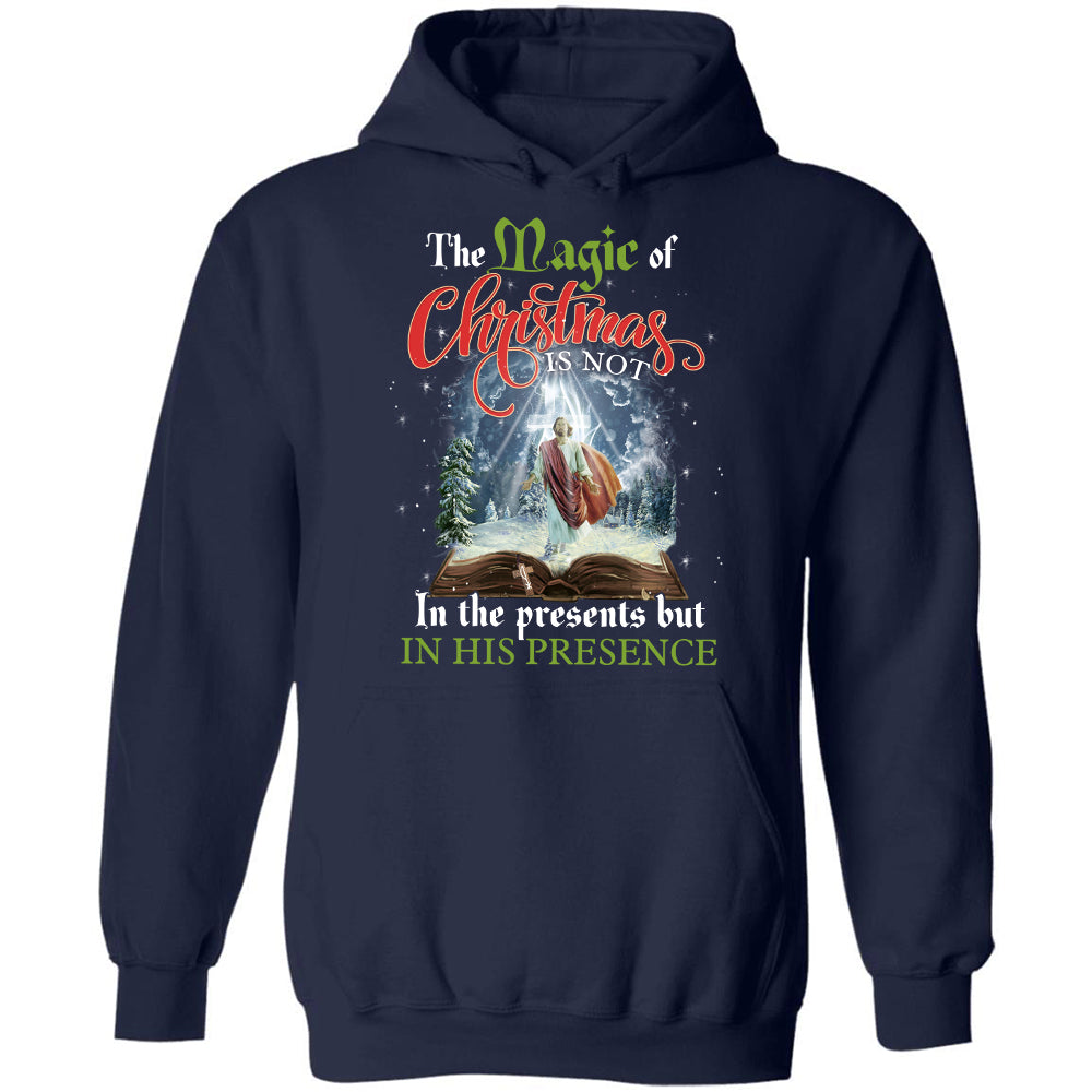 Jesus painting, The holly Bible, Cross light, Winter forest, The magic of Christmas is in his presence - Jesus Black Apparel