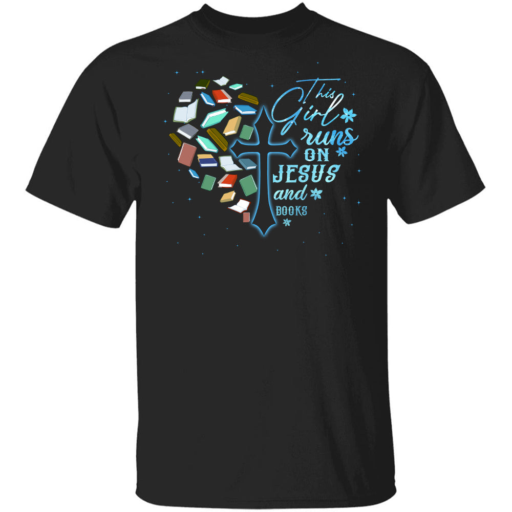 Bookaholic, The cross, This girl runs on Jesus and books 2 - Jesus Black Apparel