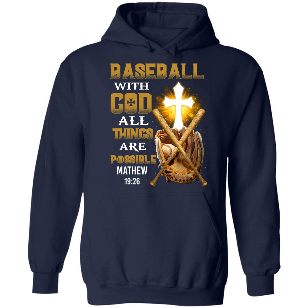 Baseball gloves, Cross, Baseball with God, All things are possible - Jesus Apparel
