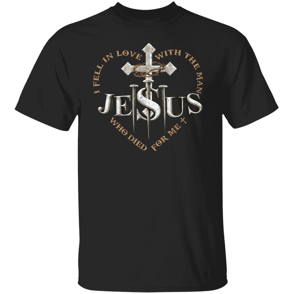 The iron cross, Crown of thorn, Heart shape, Jesus and three nails, I fall in love with the man who die for me - Jesus Black Apparel