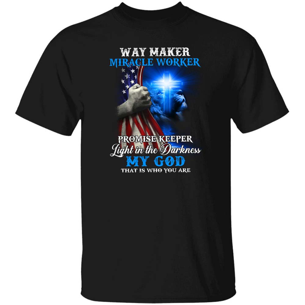 Cross light, US flag, Lion spirit, Jesus is the light in the God - Jesus Apparel