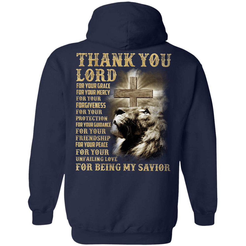 Jesus, Lion of Judah, Thank you Lord for being my savior Back-printed Apparel