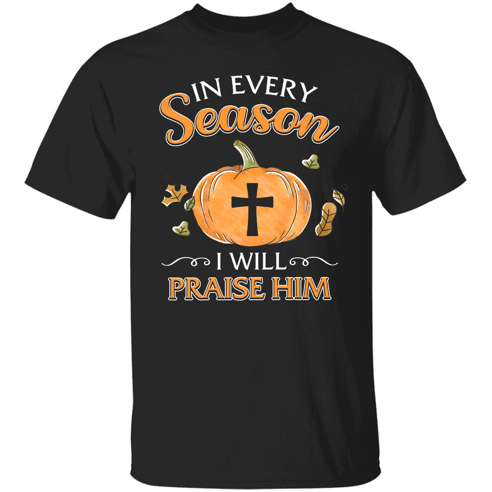 Jesus, Pumpkin, Cross - In every season I&#39;ll praise him Black Apparel