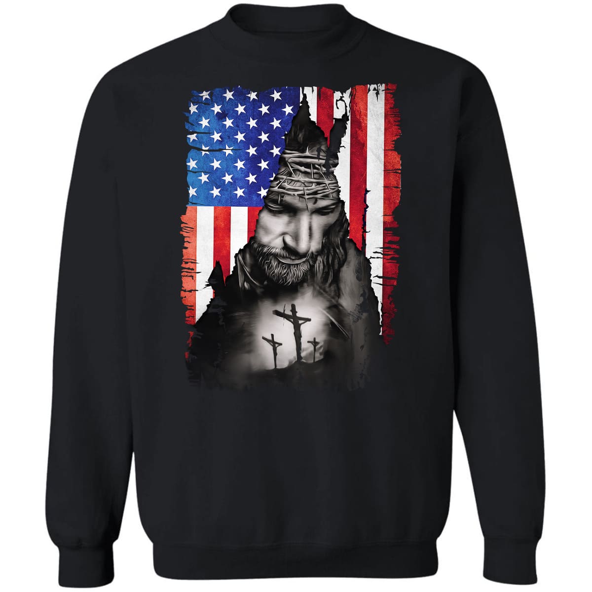 Us flag, Jesus saved us - Jesus Black Apparel