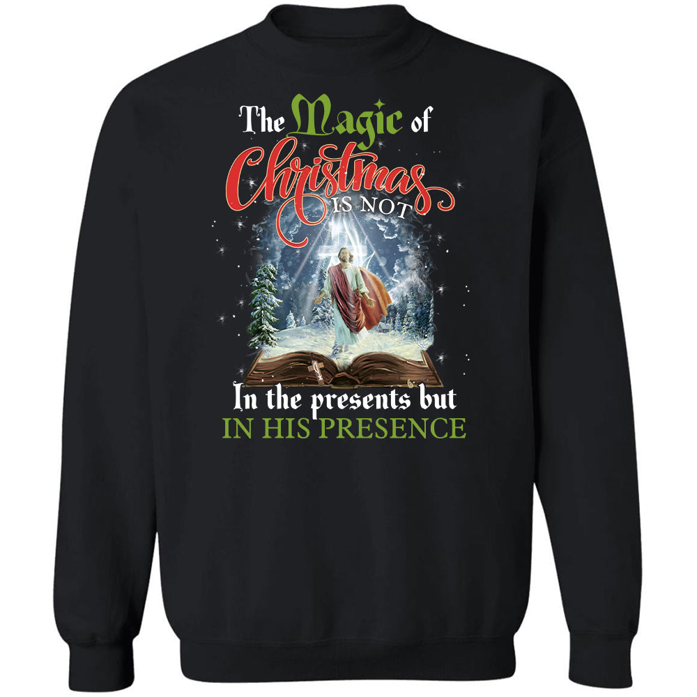 Jesus painting, The holly Bible, Cross light, Winter forest, The magic of Christmas is in his presence - Jesus Black Apparel