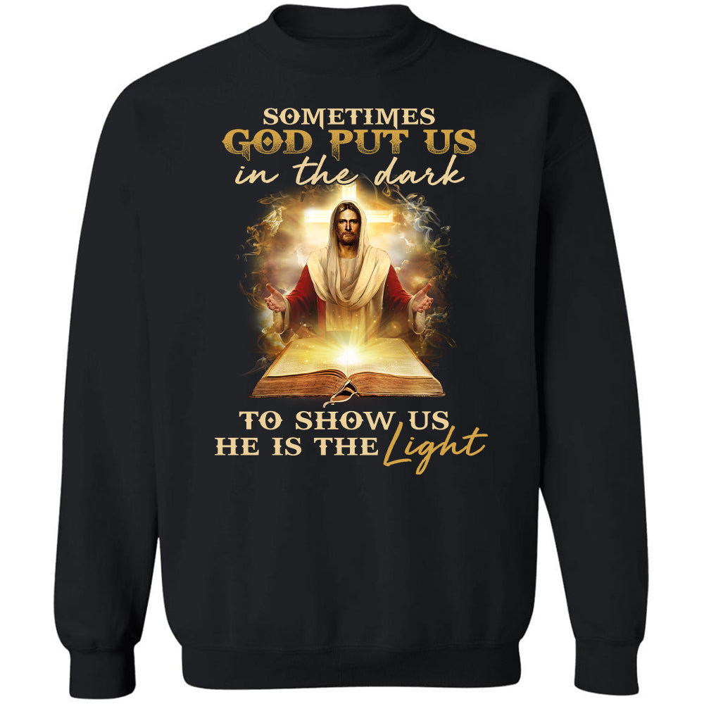 Jesus painting, The holly Bible, Sometimes God put us in the dark to show us he is the Light - Jesus Black Apparel