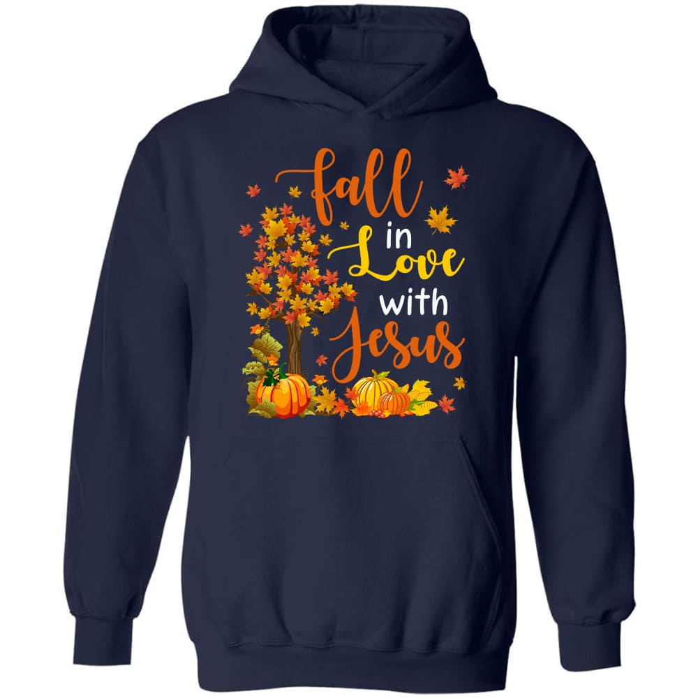 Jesus, Autumn season, Pumpkin, Maple leaf - Fall in love with Jesus Apparel
