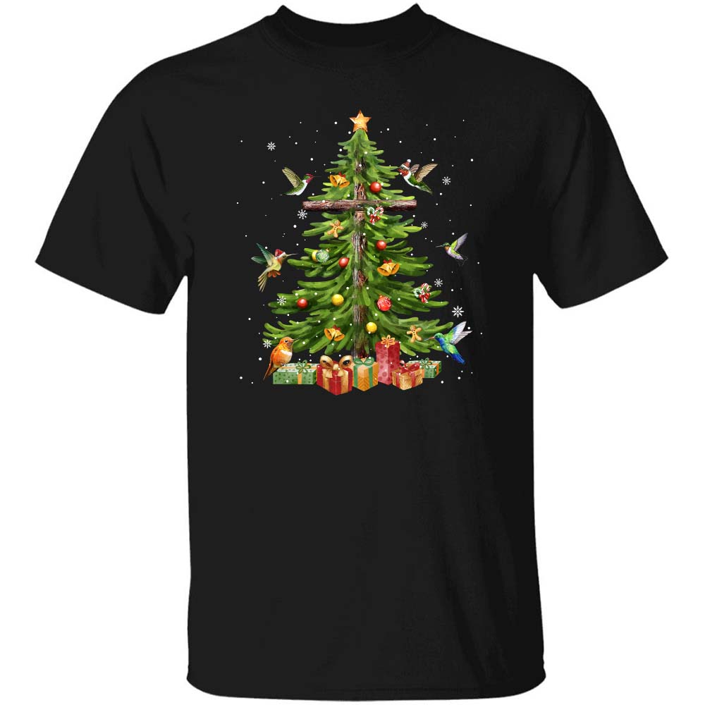 Christmas Tree, Hummingbird, Christmas presents, Amazing cross - Jesus, Christmas Black Apparel
