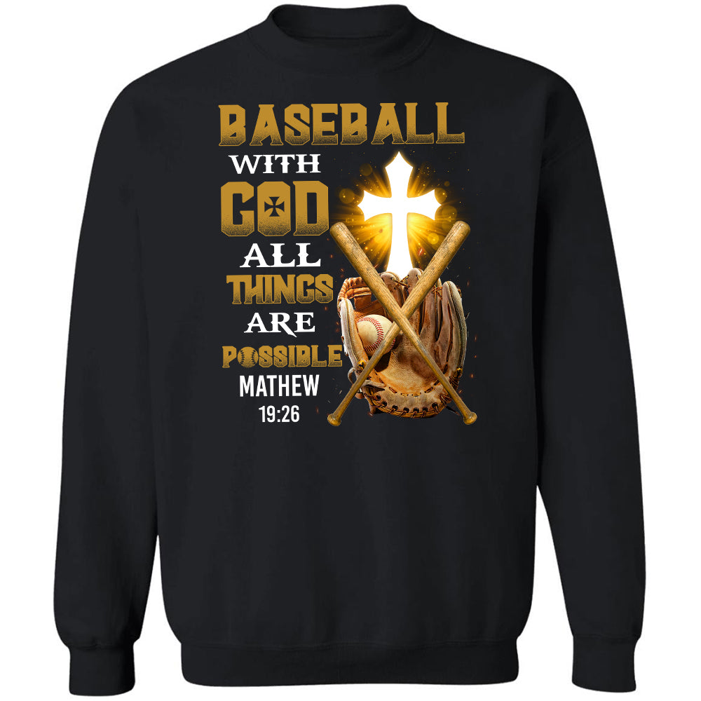 Baseball gloves, Cross, Baseball with God, All things are possible - Jesus Apparel