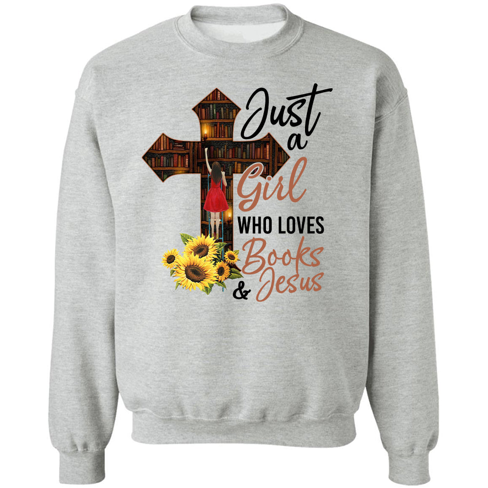 In the library, Beautiful girl, Just a girl who loves books and Jesus - Jesus White Apparel