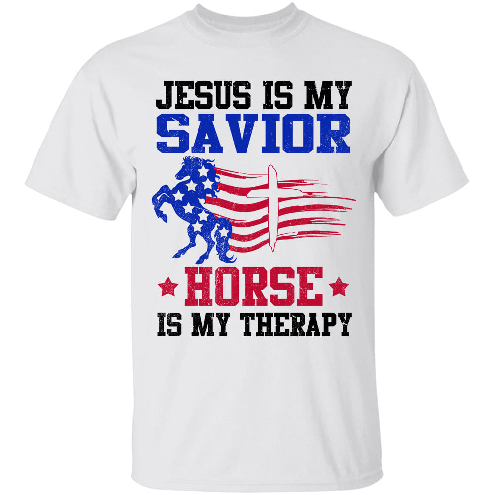 Horse pattern, American flag, Jesus is my savior - Jesus Apparel