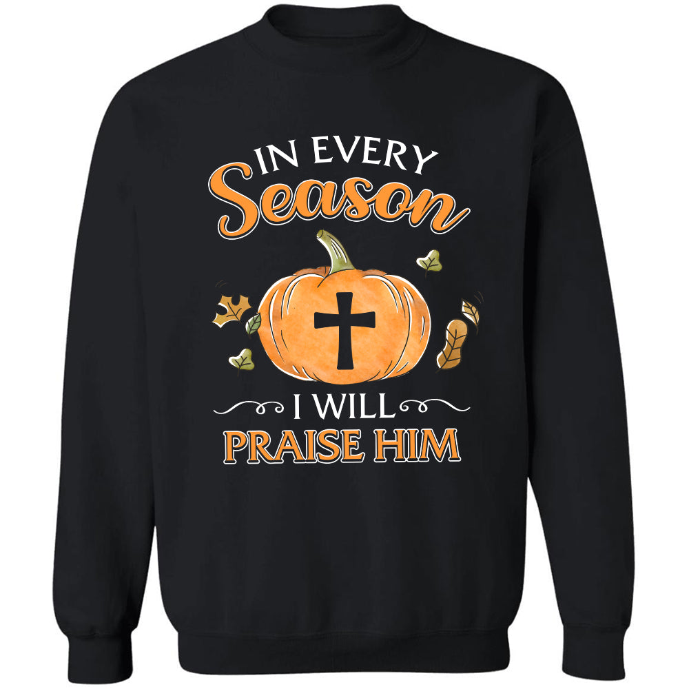 Jesus, Pumpkin, Cross - In every season I&#39;ll praise him Black Apparel