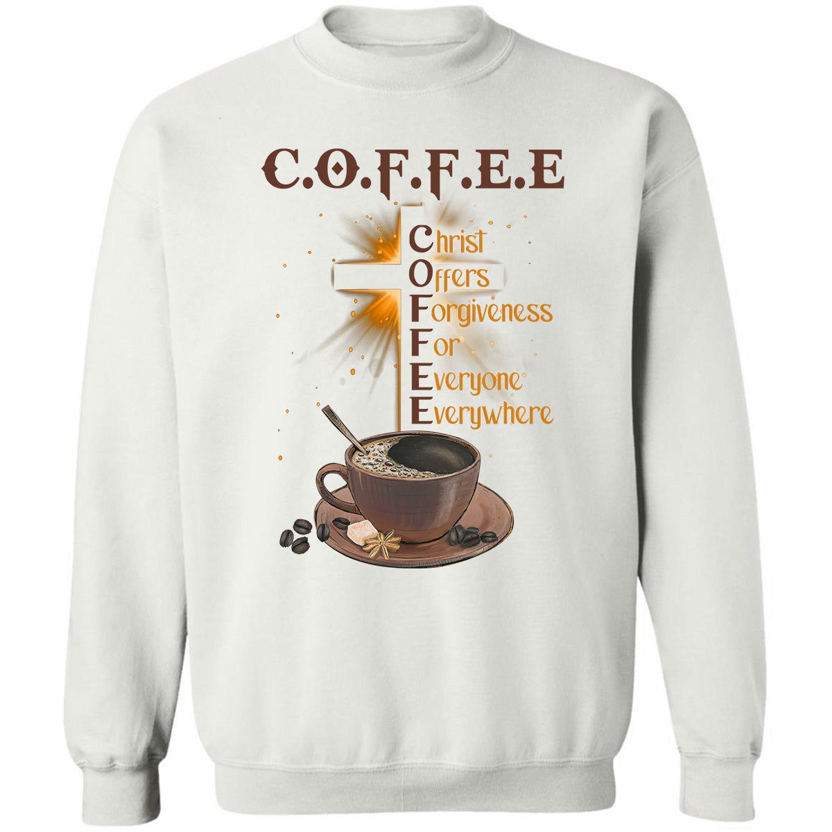 Coffee cup, Gift for coffee lover, Cross, Christ offers forgiveness for everyone - Jesus Apparel