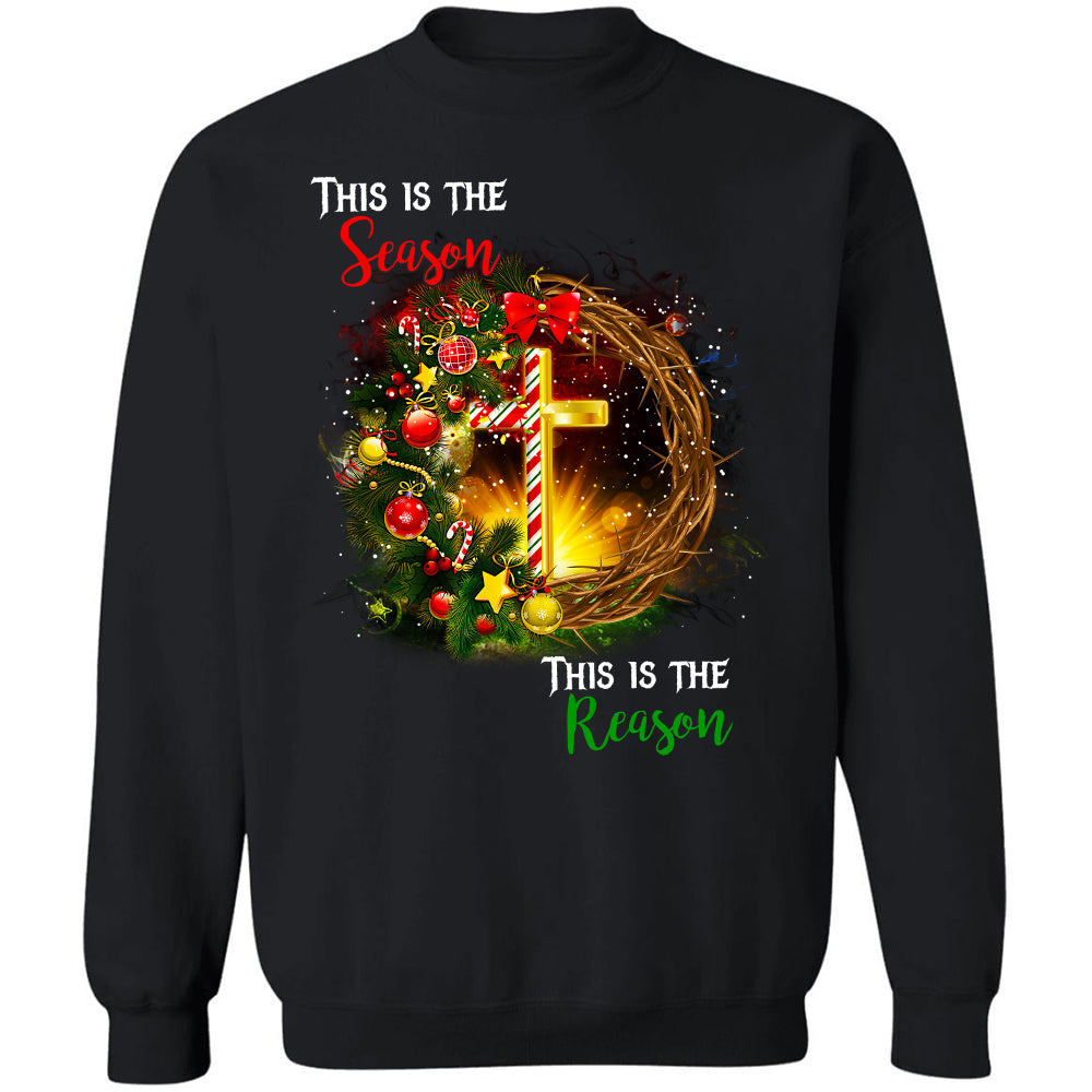Christmas Wreath, This is the season This is the reason - Jesus, Christmas Apparel