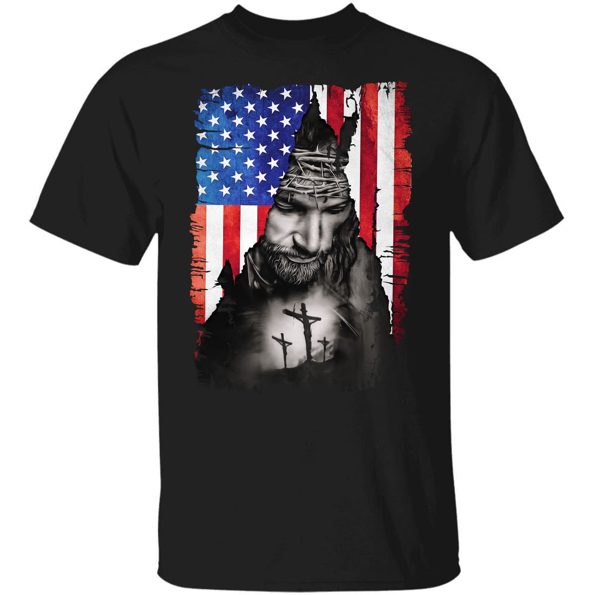 Us flag, Jesus saved us - Jesus Black Apparel