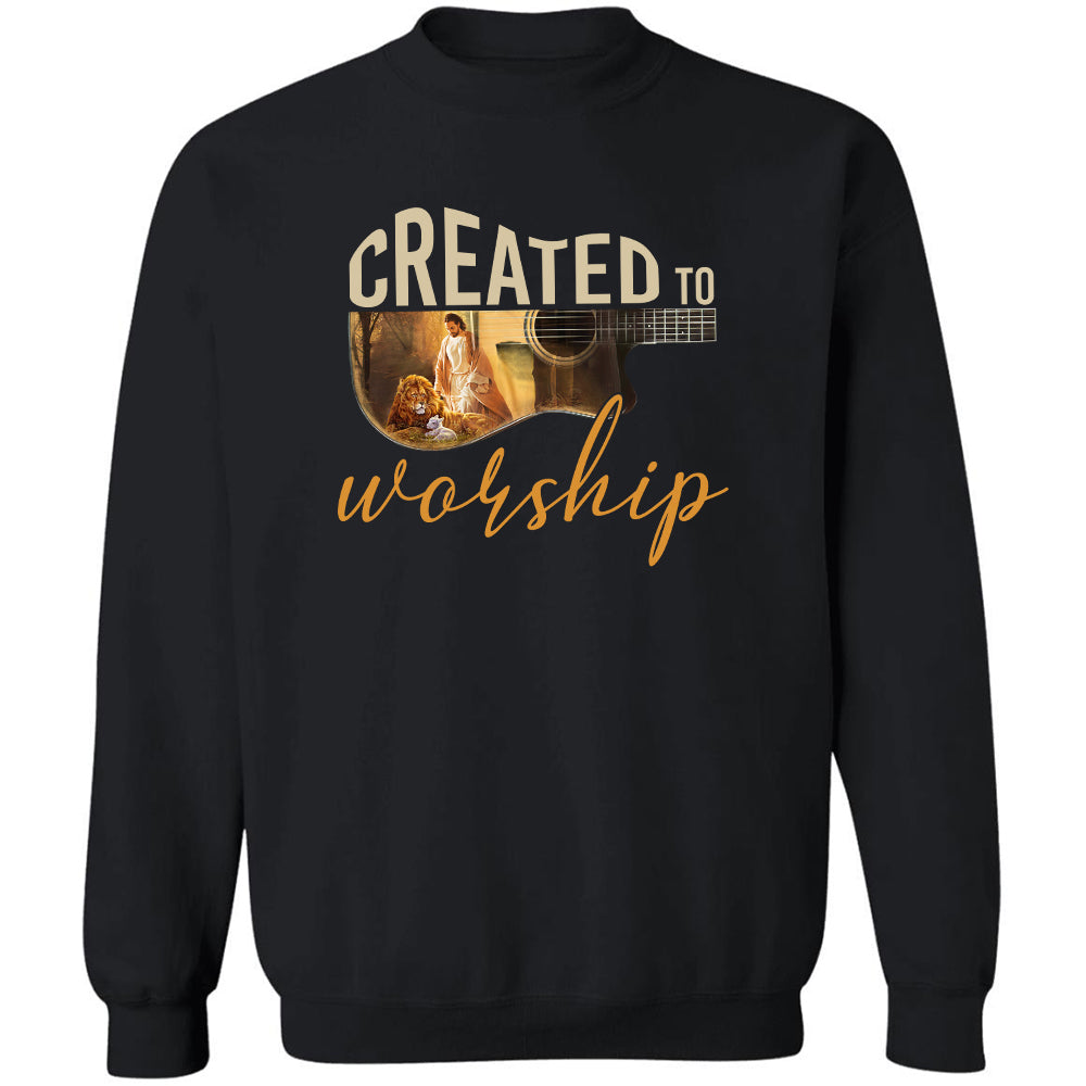 Wooden guitar, Lion king, Created to worship -  Jesus Apparel