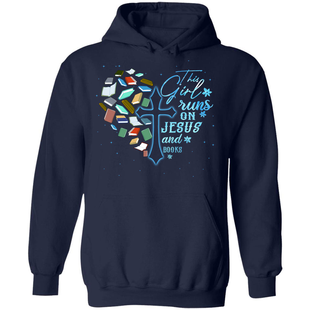 Bookaholic, The cross, This girl runs on Jesus and books 2 - Jesus Black Apparel