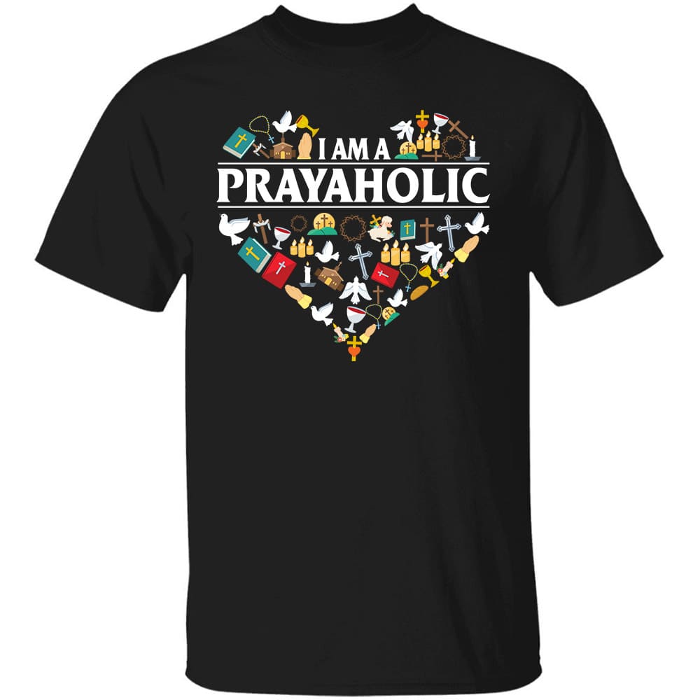 Jesus symbol, Bible, Colorful heart, I am a prayaholic - Jesus Apparel
