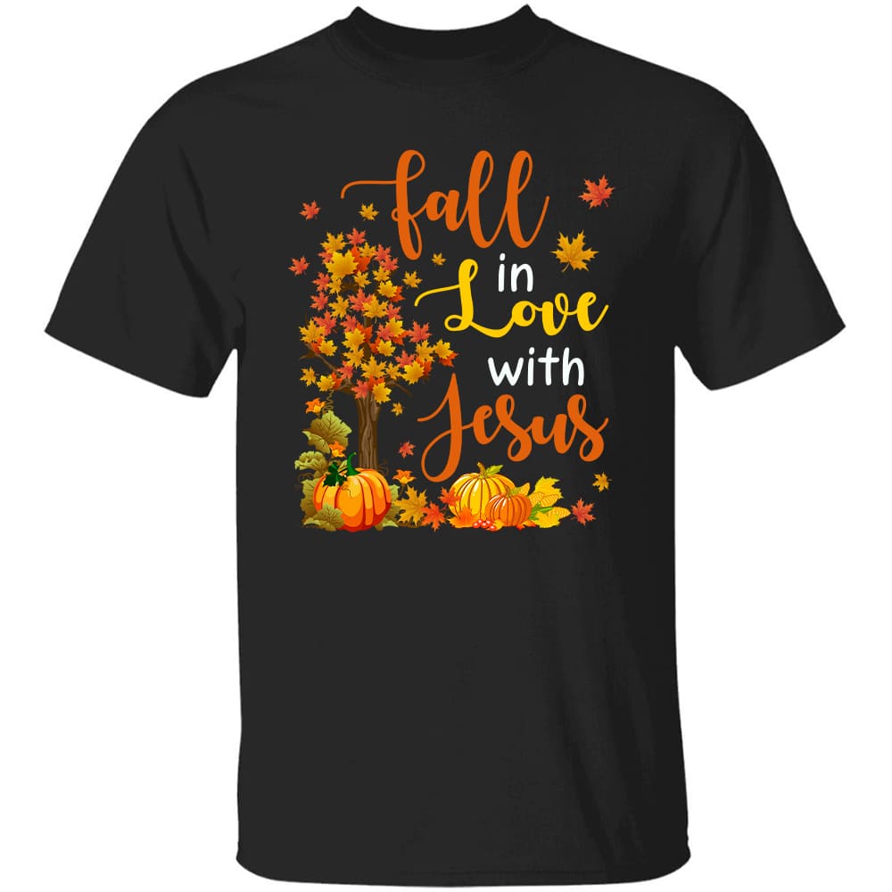 Jesus, Autumn season, Pumpkin, Maple leaf - Fall in love with Jesus Apparel