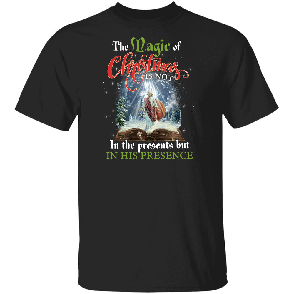 Jesus painting, The holly Bible, Cross light, Winter forest, The magic of Christmas is in his presence - Jesus Black Apparel