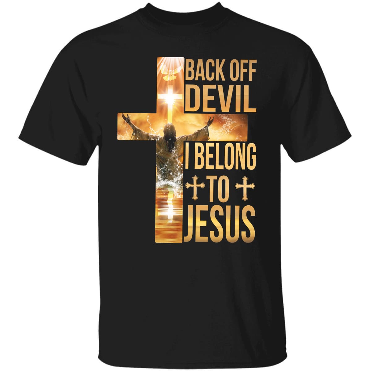 Jesus rises from under the ocean, Cross light, Back off Devil, I belong to Jesus - Jesus Black Apparel