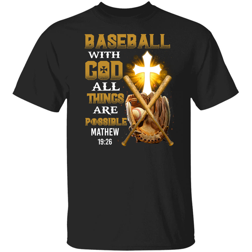 Baseball gloves, Cross, Baseball with God, All things are possible - Jesus Apparel