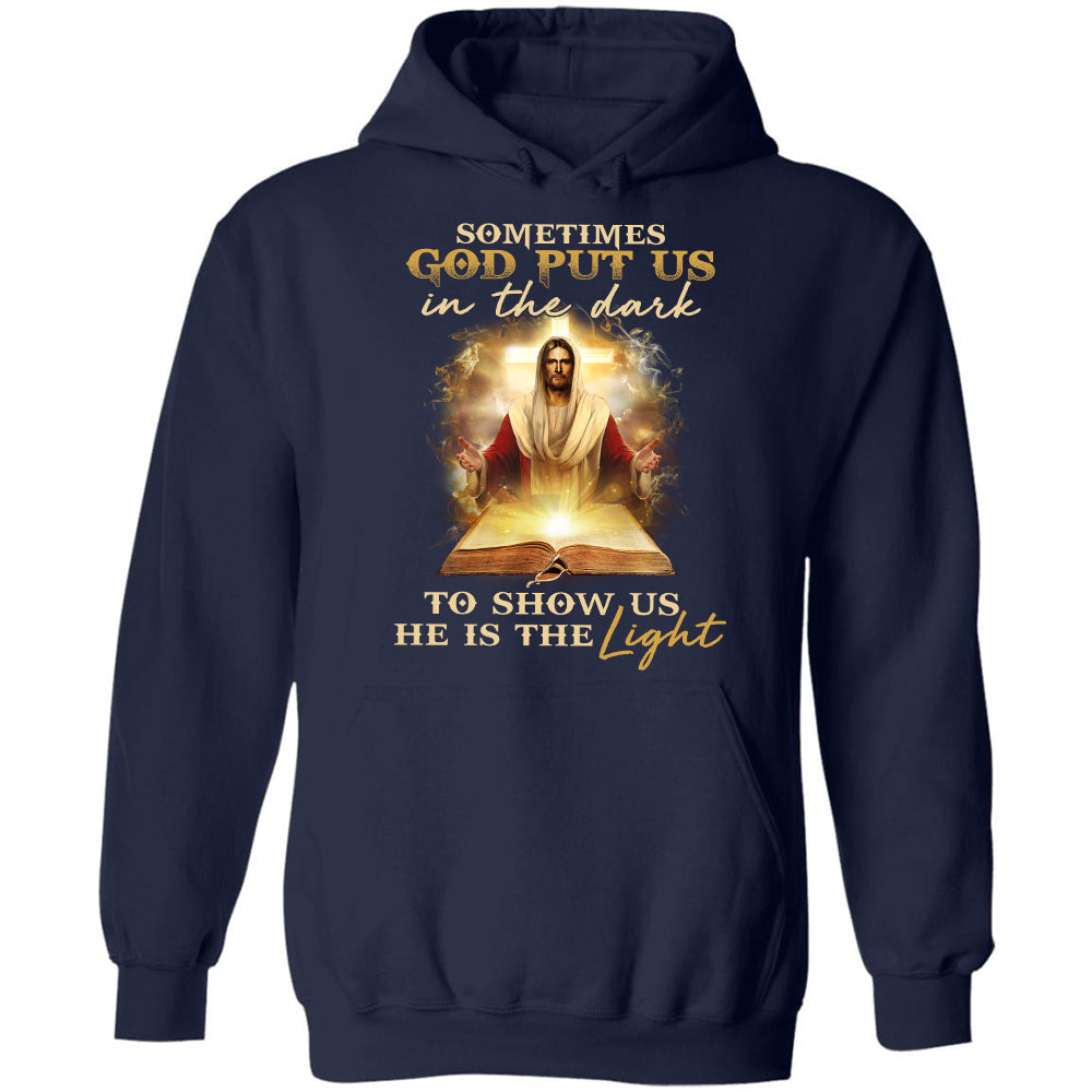 Jesus painting, The holly Bible, Sometimes God put us in the dark to show us he is the Light - Jesus Black Apparel