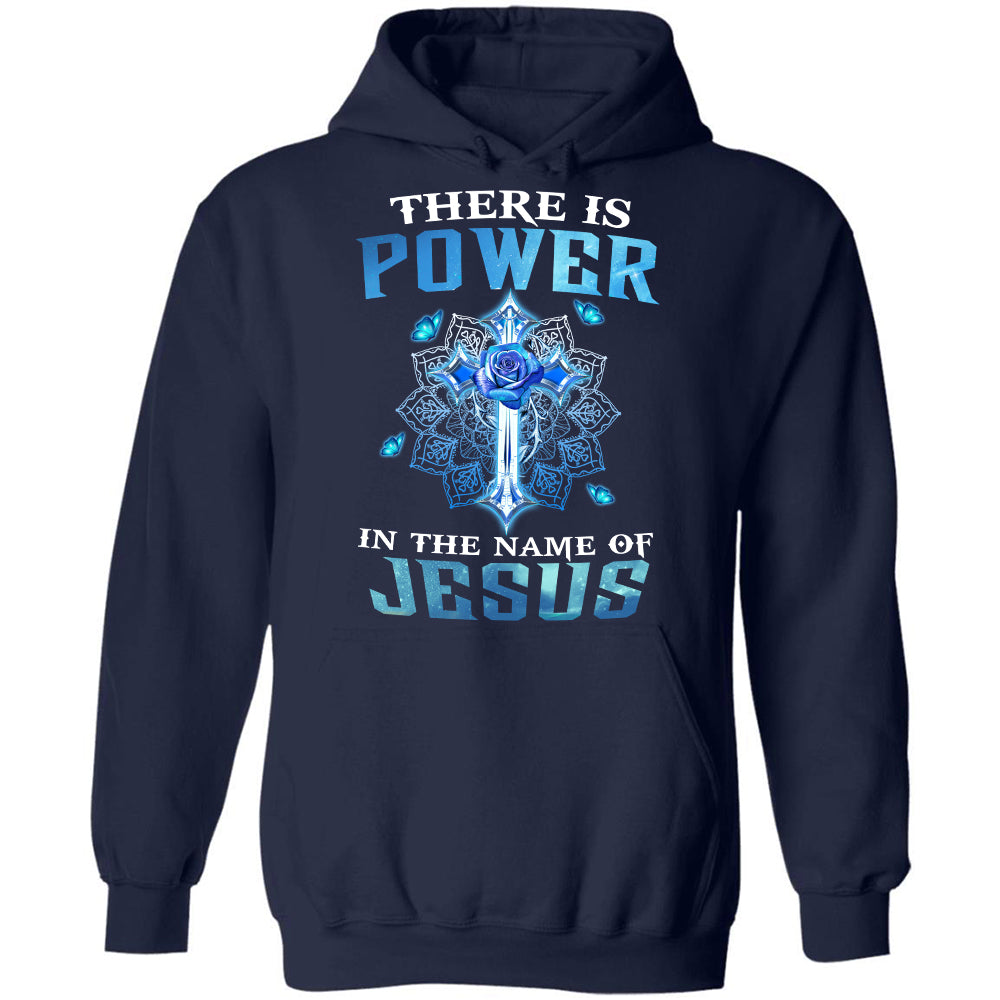 Blue rose, Blue butterfly, The cross, There is power in the name of Jesus - Jesus Black Apparel