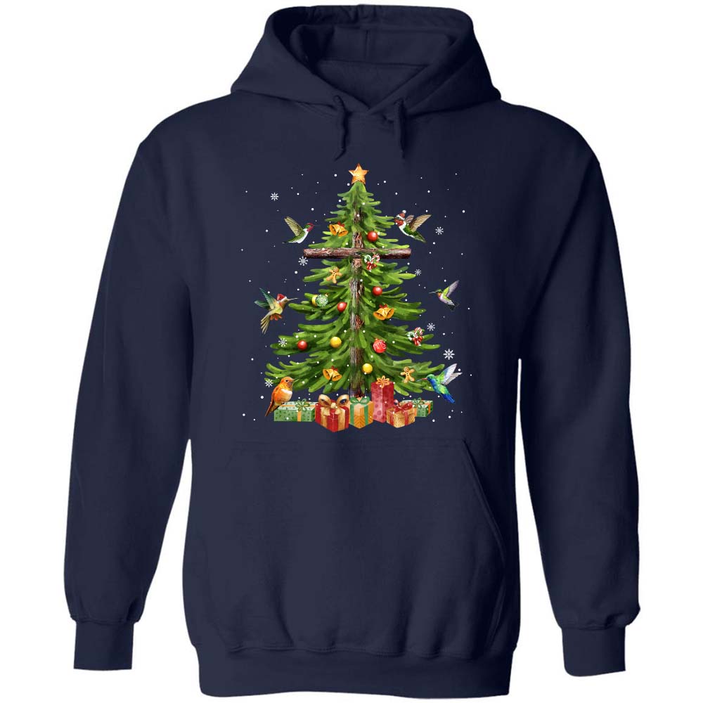 Christmas Tree, Hummingbird, Christmas presents, Amazing cross - Jesus, Christmas Black Apparel