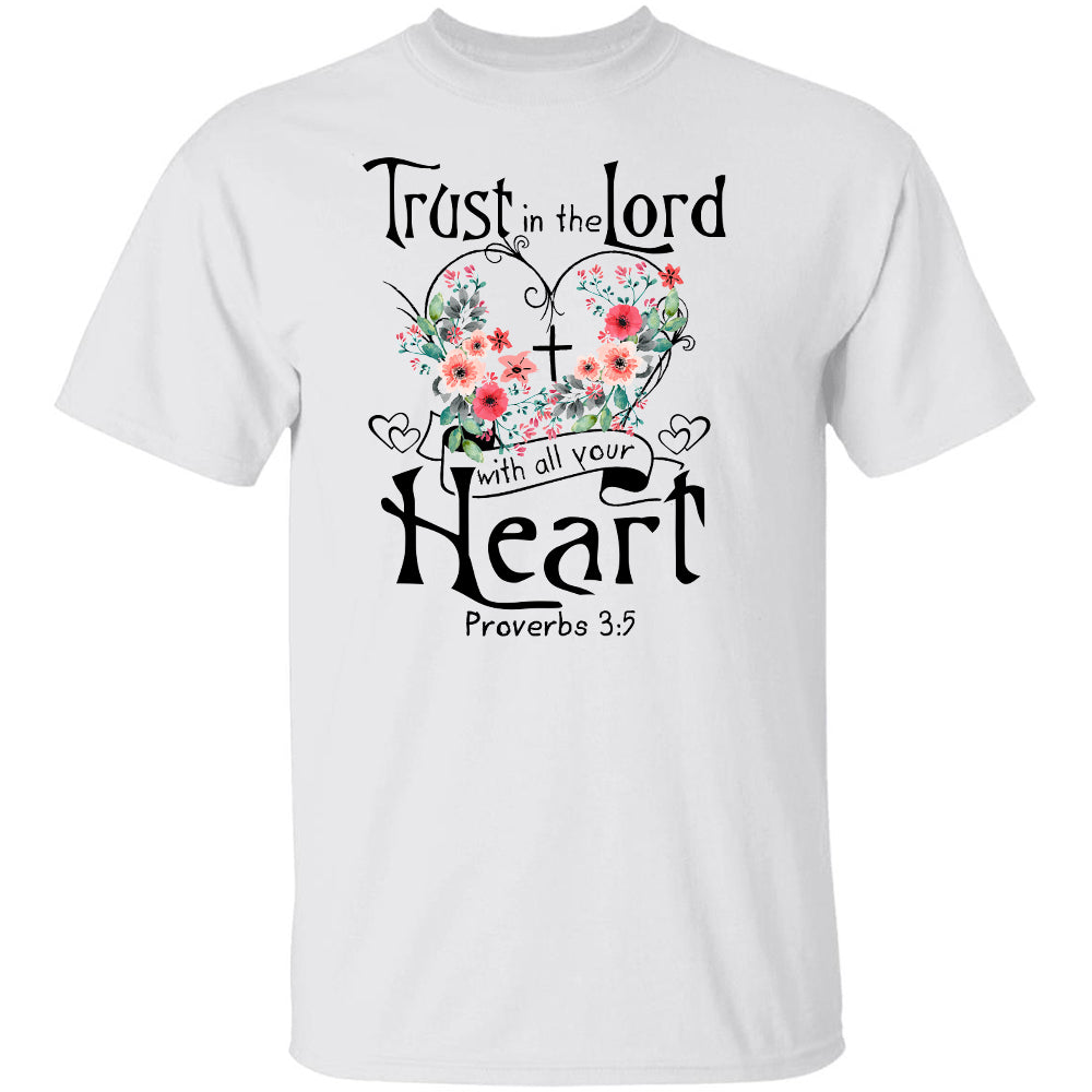 Flower heart, Cross symbol, Trust in the Lord with all your heart - Jesus Apparel