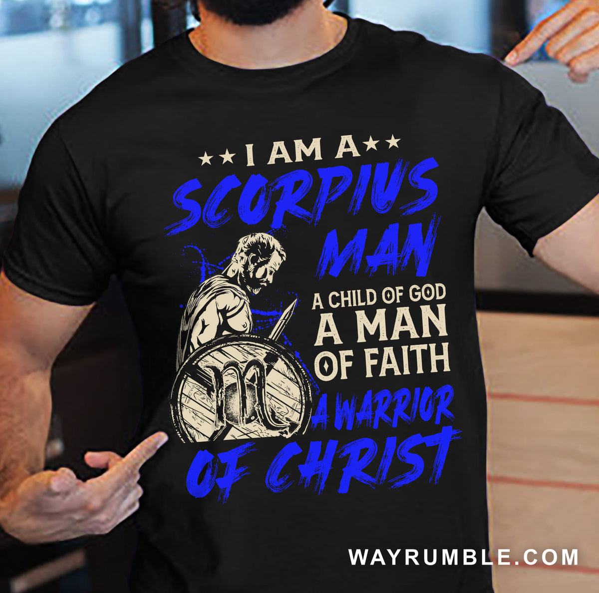 Warrior apparel, Zodiac sign, I am a Scorpius man - Jesus Black Apparel