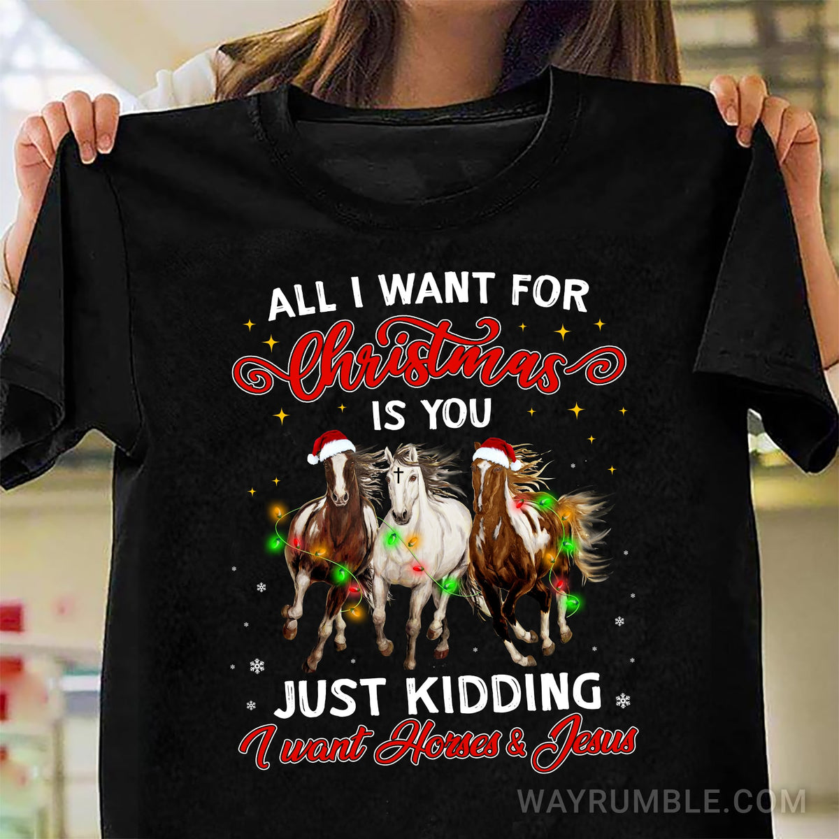 Christmas - All I want for Christmas are horses &amp; Jesus - Black Apparel